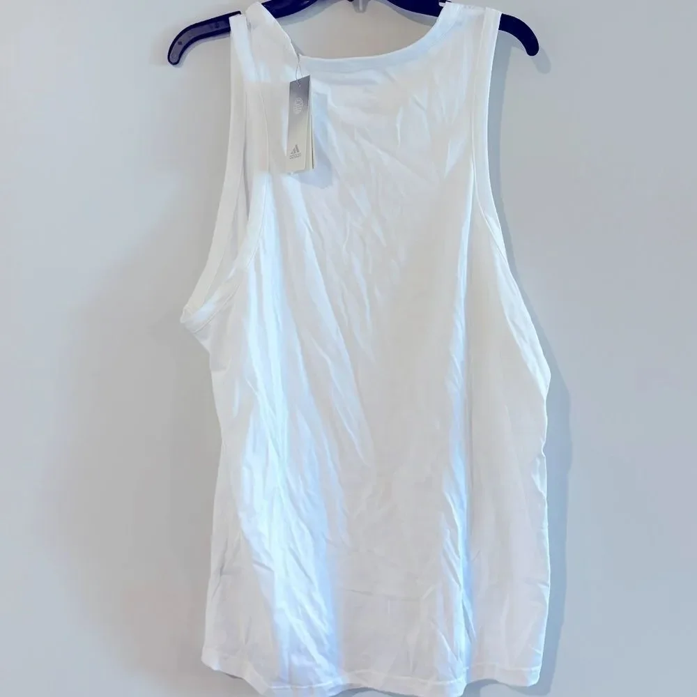 Adidas Men Sleeveless Tank Top Shirt American Flag Graphic White